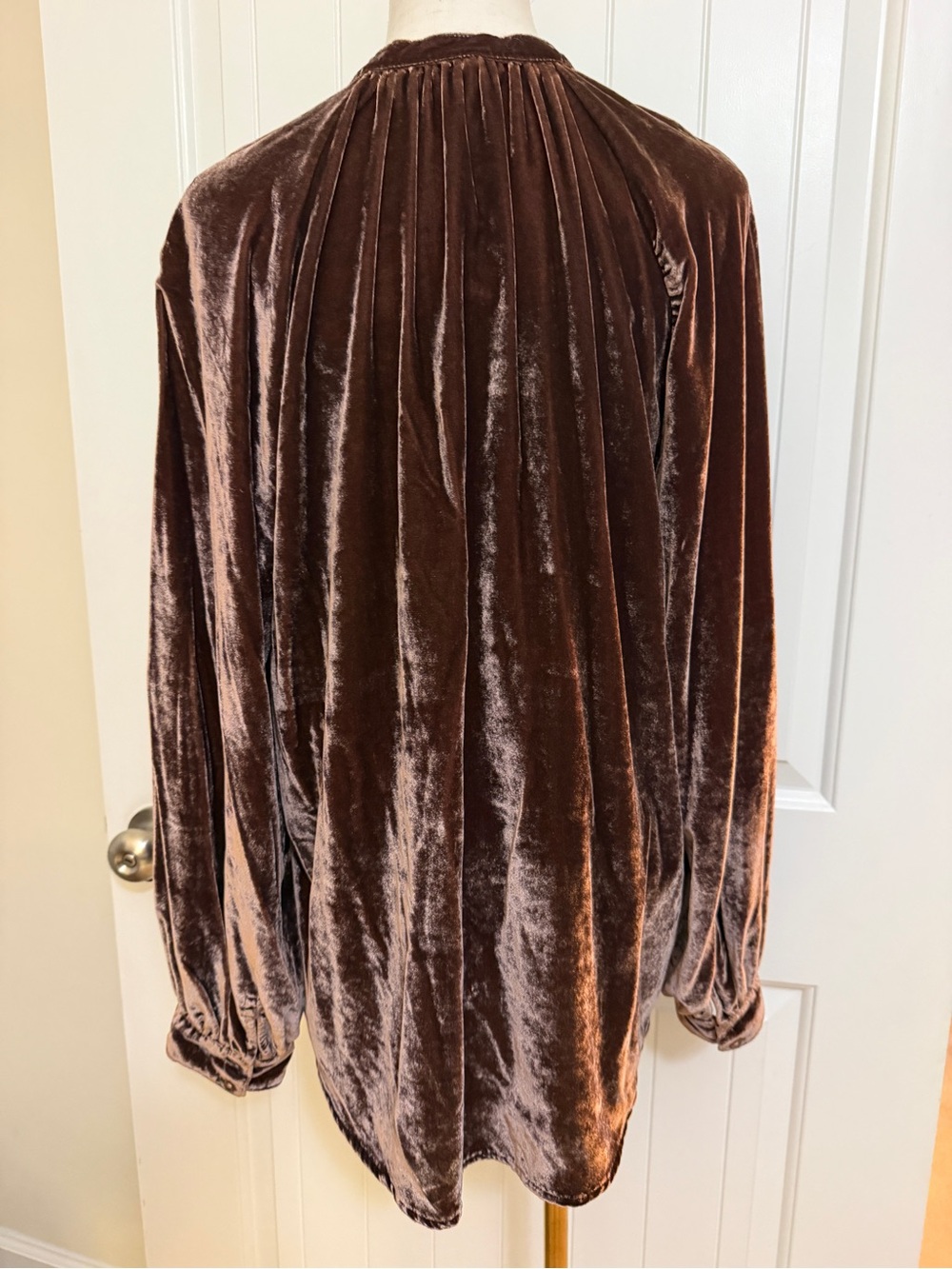 Pilcro Chocolate Brown Velvet Button-Front Blouse Jacket Sz Large - Picture 8 of 17